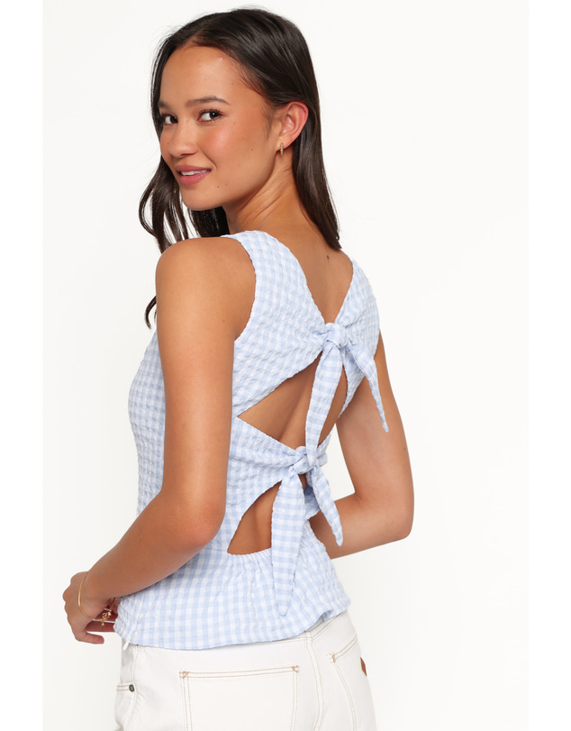 Petal & Pup - Brynn Tie Back Top - Blue Gingham