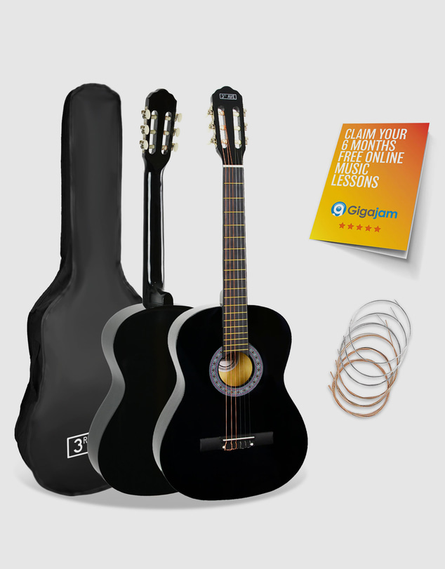 iWorld - 3rd Avenue Full Size Classical Guitar Pack - Black