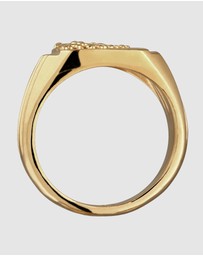 Kuzzoi - ICONIC EXCLUSIVE - Artisan Floral Scroll Signet Ring in Gold-Plated Silver