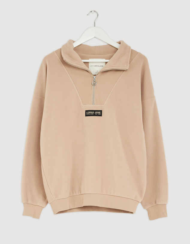Revibe - Repaired Lorna Jane Clubhouse Polar Fleece Half Zip Sweater - ICONIC EXCLUSIVE - AU 8
