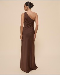 CHANCERY - Hallie Satin One Shoulder Drape Maxi Dress