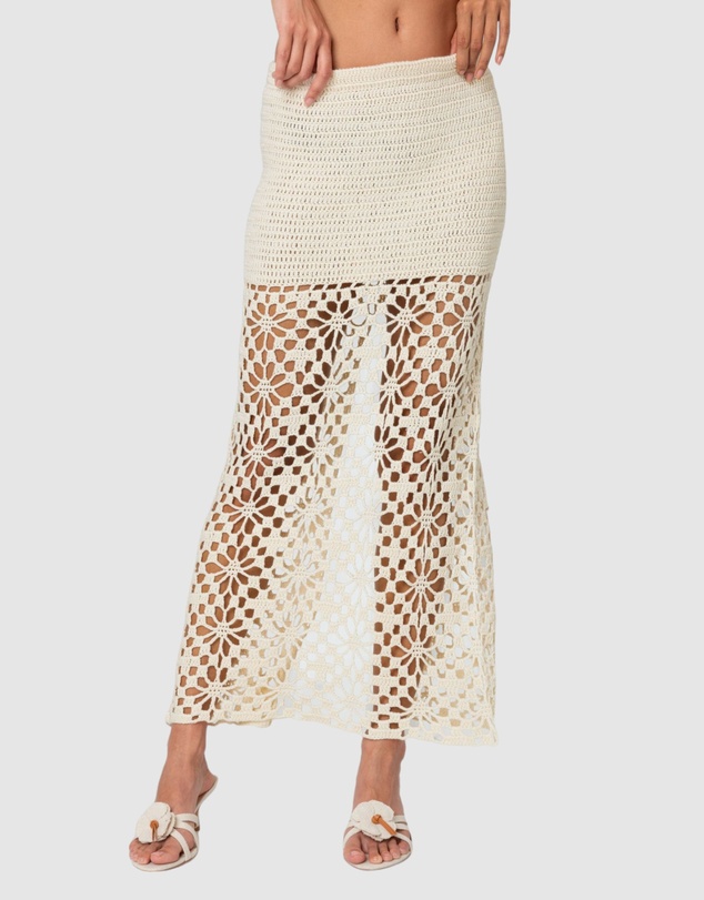 EDIKTED - Ida Back Slit Crochet Maxi Skirt