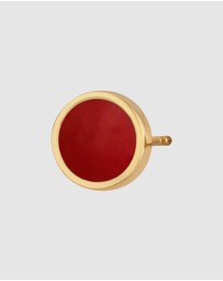 Kuzzoi - ICONIC EXCLUSIVE - Earrings Male Basic Circle Geo Enamel Red 925 Sterling Silver Gold Plated