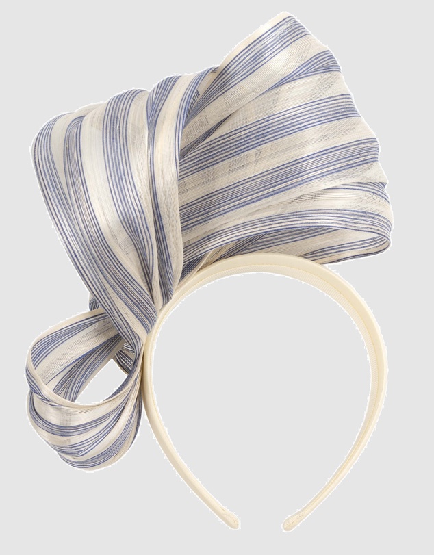 Fillies Collection - Bespoke Blue Cream Bow Racing Fascinator