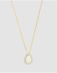 Georgini - Georgini Opal Glow Rozelle White Created Opal Gold Pendant