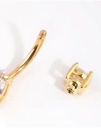 Lovisa - Gold Plated Titanium Pear Diamante Medium Belly Bar