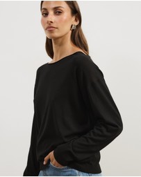 Atmos&Here - Riva Off Shoulder Fine Knit Top With Long Batwing Sleeve