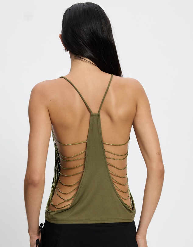 Jaded London - Draped Bead Trim Top