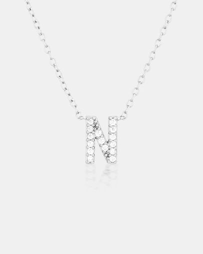 The Silver Collective - A-Z Letter Necklace Silver - N
