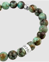 Kuzzoi - ICONIC EXCLUSIVE - Bracelet Male Turquoise Greenish-Brown Beads 925 Sterling Silver