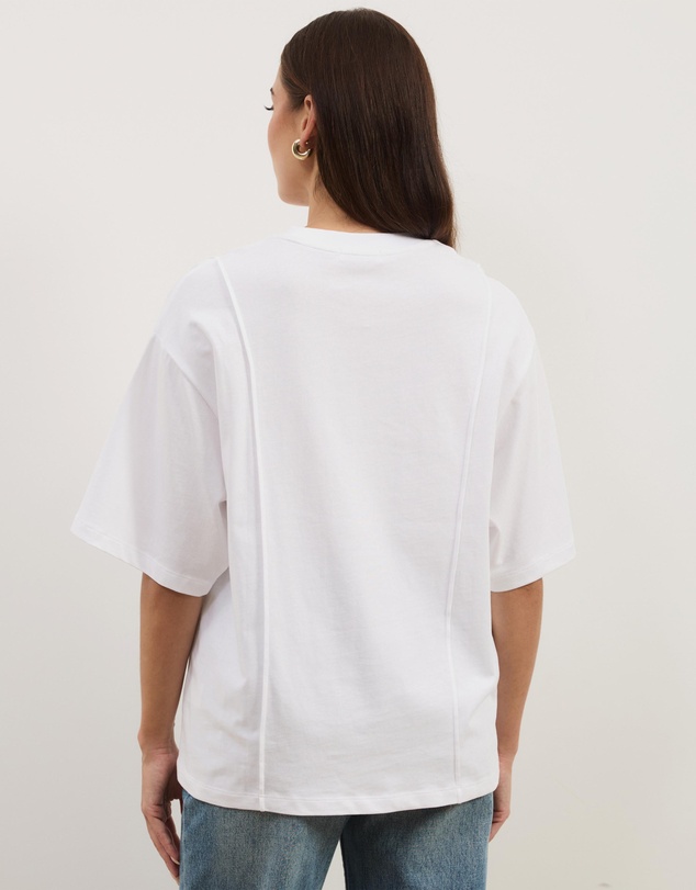 Atmos&Here - Short Sleeve Cotton Seam Detail T-Shirt