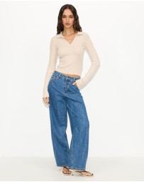 Dazie - Gretta Collared Knit Top