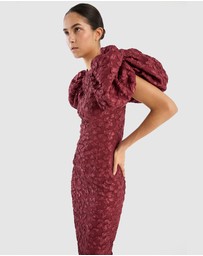 ROTATE - Jacquard Midi Puffy Dress