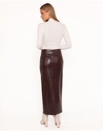 Petal & Pup - Koda Faux Leather Column Skirt - Burgundy