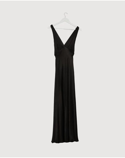 Revibe - Repaired Shona Joy La Lune Plunged Cross Back Maxi Dress - AU 8