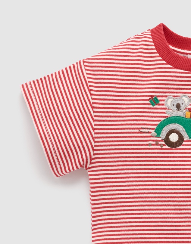 Purebaby - Christmas Striped Growsuit-Kids-Babies
