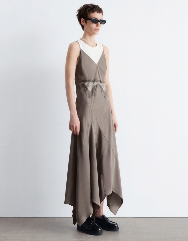 & Other Stories - Asymmetrical Satin Slip Midi Dress