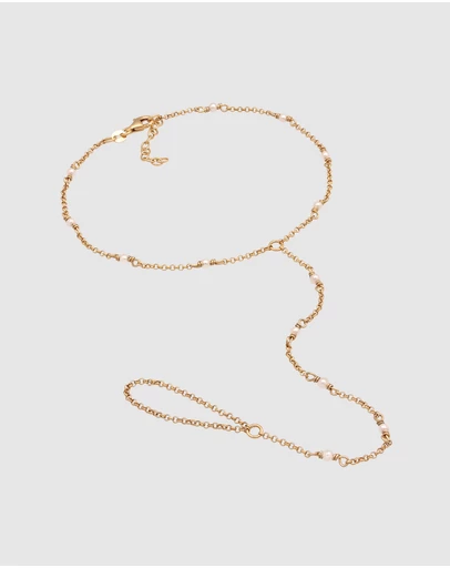 Elli Jewelry - Anklet with Shell Pearl 925 Sterling Silver Gold-plated