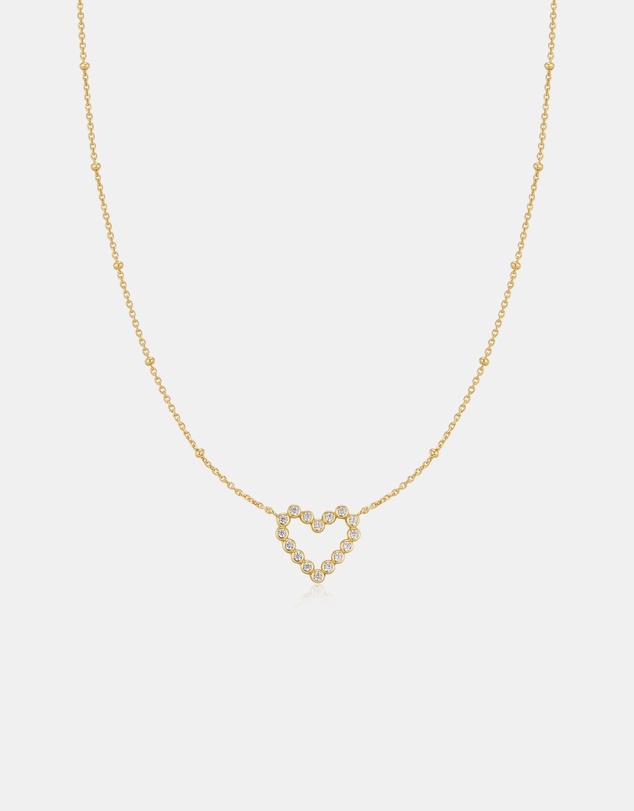 Ania Haie - Gold Bezel-Set Round Open Heart Necklace
