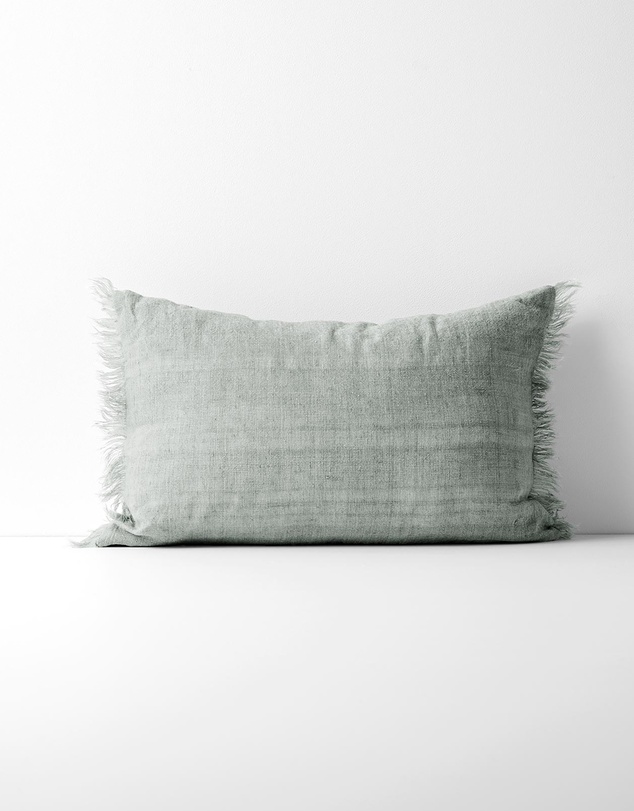 Aura Home - Vintage Linen Fringe Rectangle Cushion