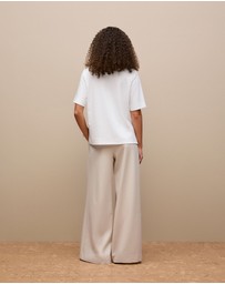 Trenery - Modal Cotton Boxy Crew T-shirt in White