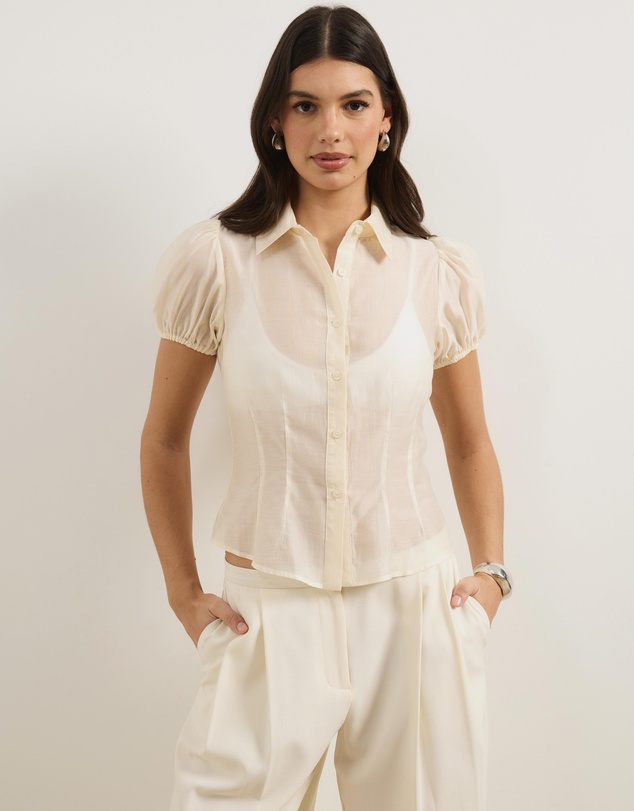 Atmos&Here - Kaia Organza Shirt With Removable Cami