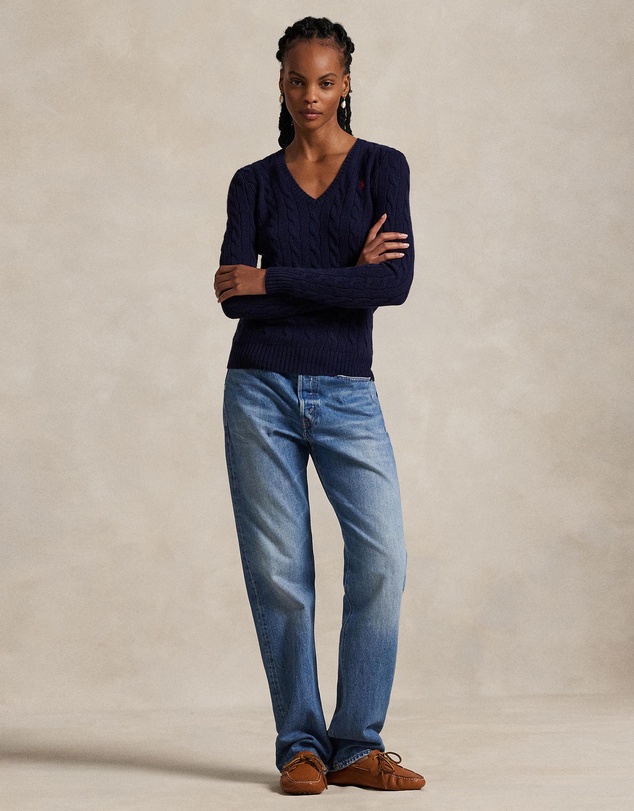 Polo Ralph Lauren - Cable-Knit Wool-Cashmere V-Neck Sweater - ICONIC EXCLUSIVE