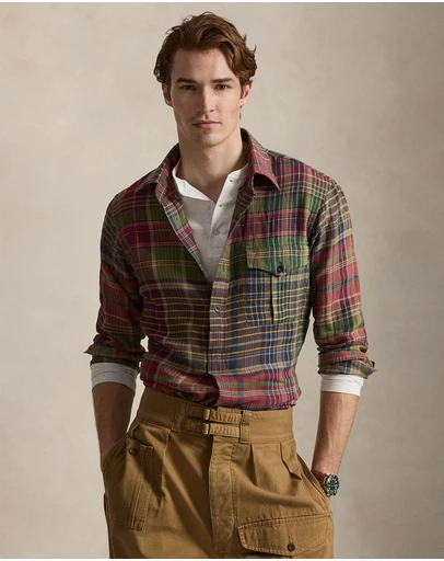 Polo Ralph Lauren - Classic Fit Plaid Linen Popover Shirt - ICONIC EXCLUSIVE