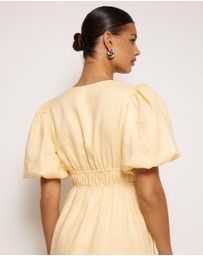 AERE - Aster Tie Front Linen Midi Dress