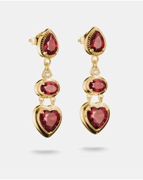 THOMAS SABO - THOMAS SABO Drop Earrings with Red Heart Stones Gold