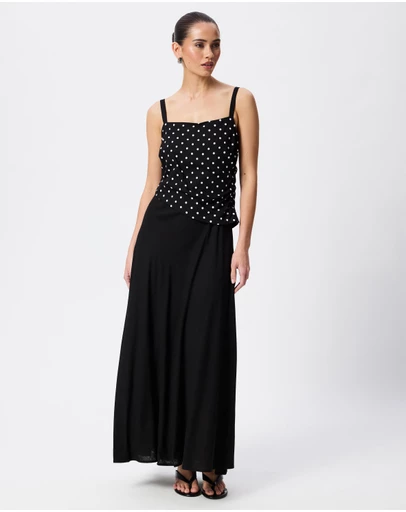 Tussah - Danielle Polka Dot Scarf Bodice Maxi Dress