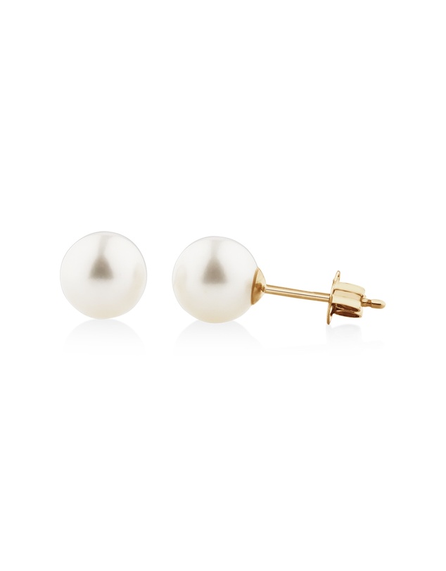 Michael Hill - Stud Earrings with 7mm Round Cultured Freshwater Pearls in 10kt Yellow Gold