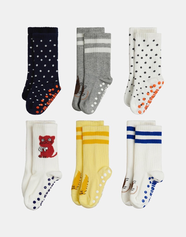 Mini Rodini - Kitten 6-Pack Anti-Slip Socks