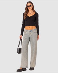 EDIKTED - Nat Ruched V Neck Top