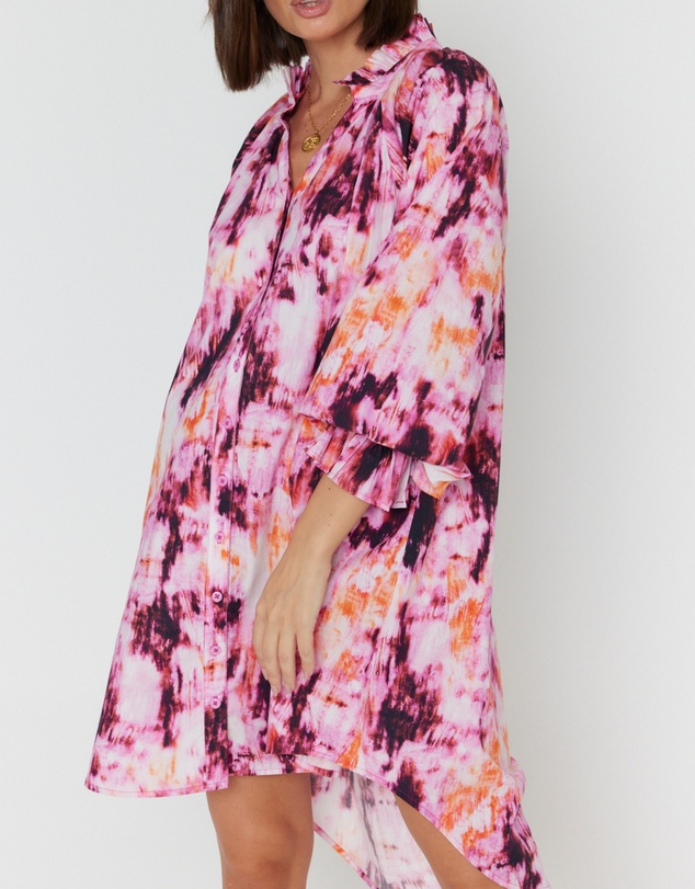 ALEXANDRA - Ollie Dress Pink Textured Print