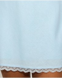 Dazie - Porcelain Linen Blend Lace Trim Mini Dress