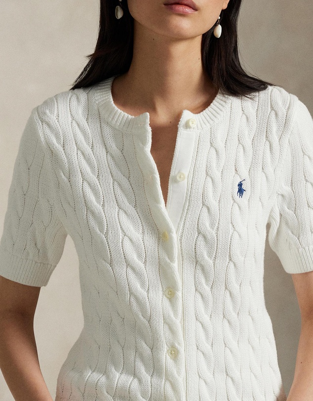 Polo Ralph Lauren - Cable-Knit Cotton Short-Sleeve Cardigan - The ICONIC Exclusive