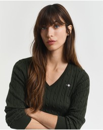 Gant - Stretch Cotton Cable V-Neck Knit