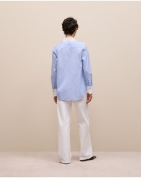 Trenery - Jacquard Stripe Contrast Shirt in Vivid Blue