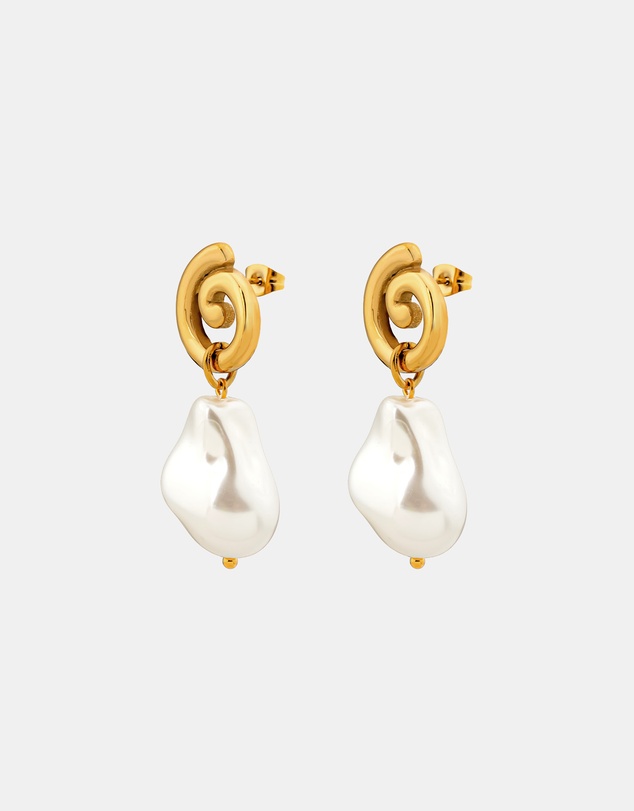 Zoe Olivia - Waterproof Spiral Stud Pearl Drop Earrings