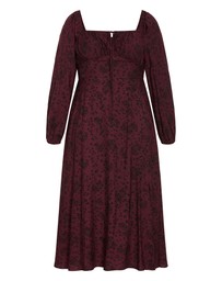 City Chic - Abbigail Long Sleeve Print Maxi Dress