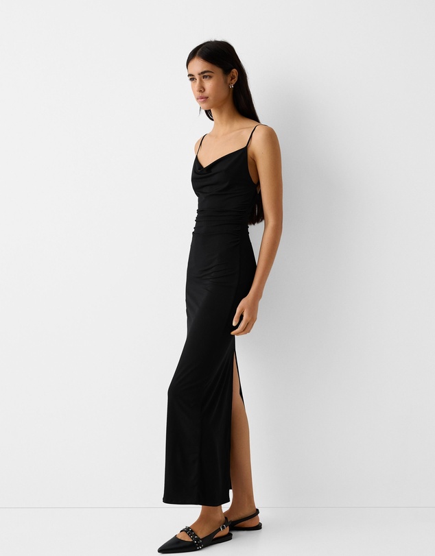 Draped Strappy Long Dress by Bershka Online | THE ICONIC | New Zealand
