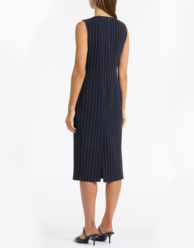 Carla Zampatti - Navy Pinstripe Sheath Dress