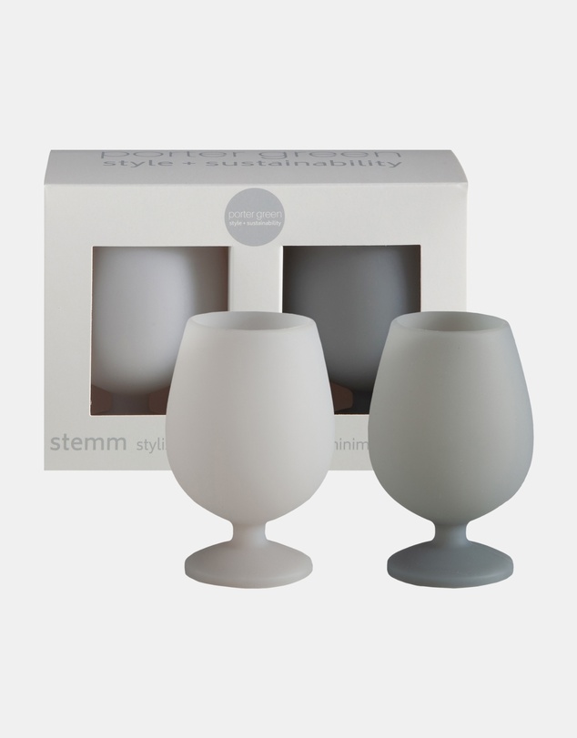 porter green - stemm silicone unbreakable wine glasses