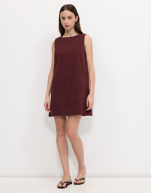 Calli - Ruby Cotton Twill Shift Dress
