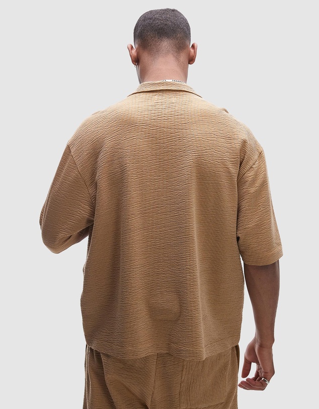 Topman - Boxy Fit Button Through Jersey Shirt With Stripe