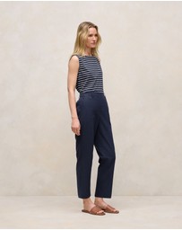 Trenery - Cotton Blend Straight Leg Pant in Night Sky
