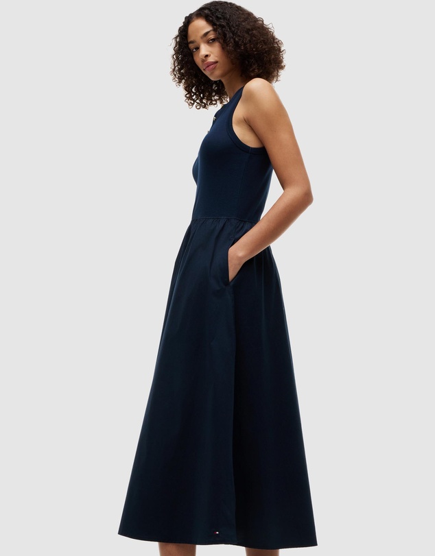 Tommy Hilfiger - Gold-Tone Button Sleeveless Maxi Dress