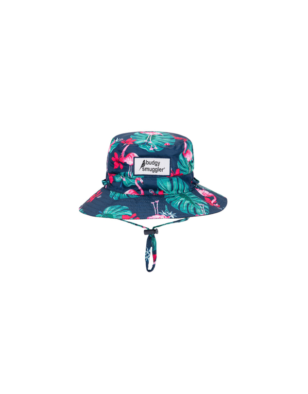 Budgy Smuggler - Kids Sun Hat in Flamingos