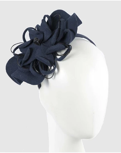 Max Alexander - Felt Navy Flower Winter Racing Fascinator